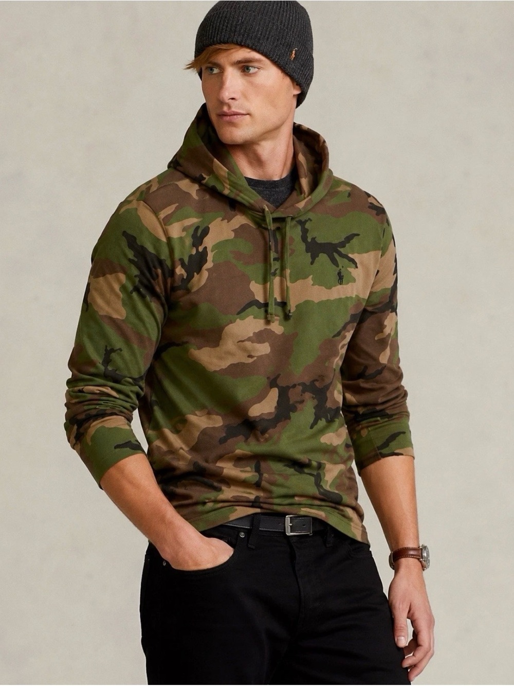 NWT Polo Ralph Lauren Camo Hooded Jersey Tee 2XB Surplus Camouflage LS Hoodie